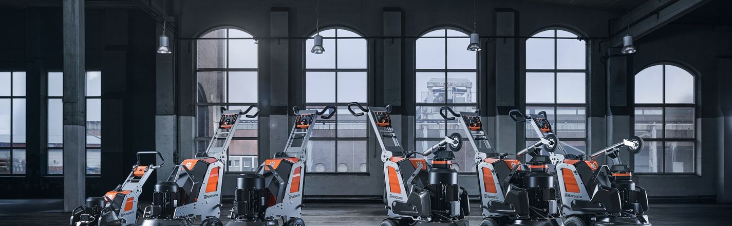 Husqvarna PG planetary grinder lineup in industrial loft