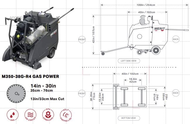 M350 38HP Gas Rear Pivot 4-Speed Merit Walk Behind Saw